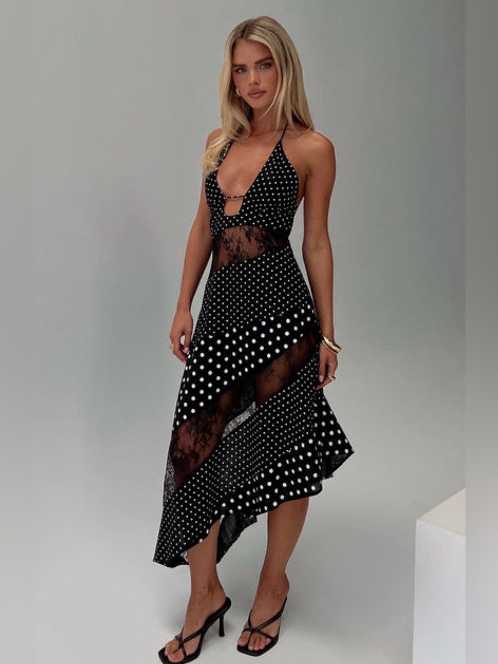 Princess Polly Asymmetrical Midi Lace Dress